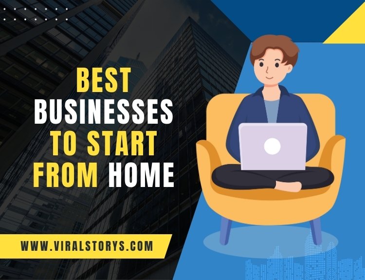 Illustration of top home-based business ideas for new entrepreneurs, featuring flexible and profitable businesses to start from home.